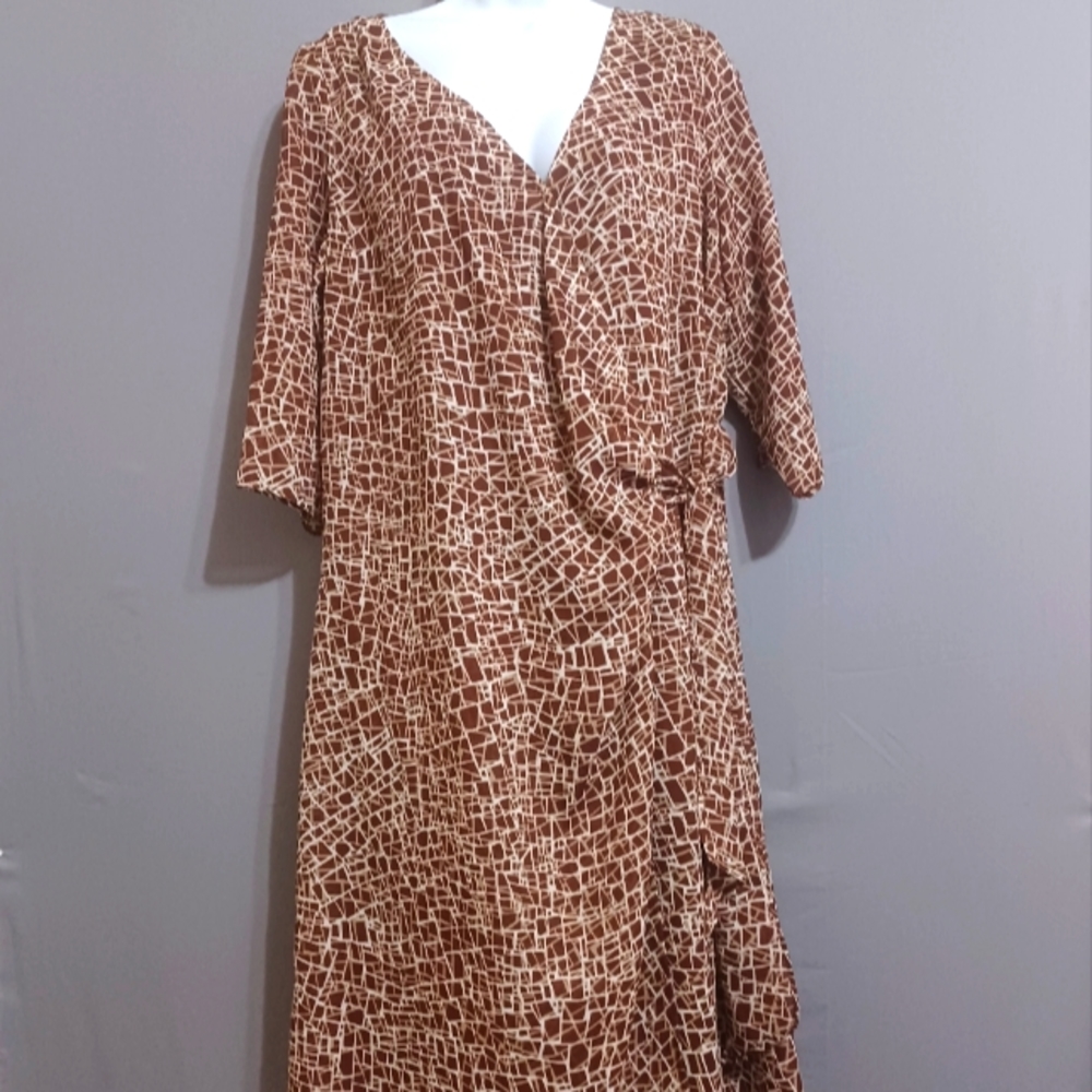 Jessica London dress brown vintage wrap sz‎ 14 W